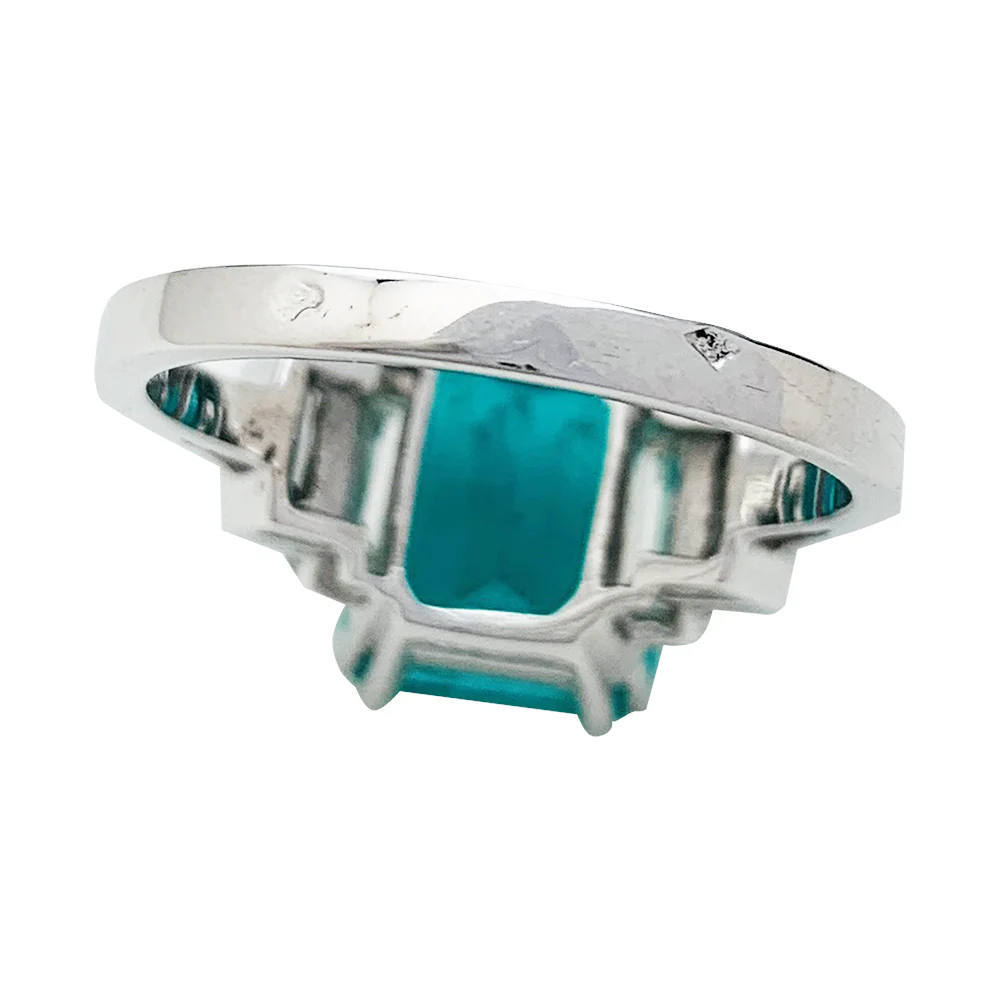 Bague or blanc, émeraude 5.90 cts, diamants. - Image 8