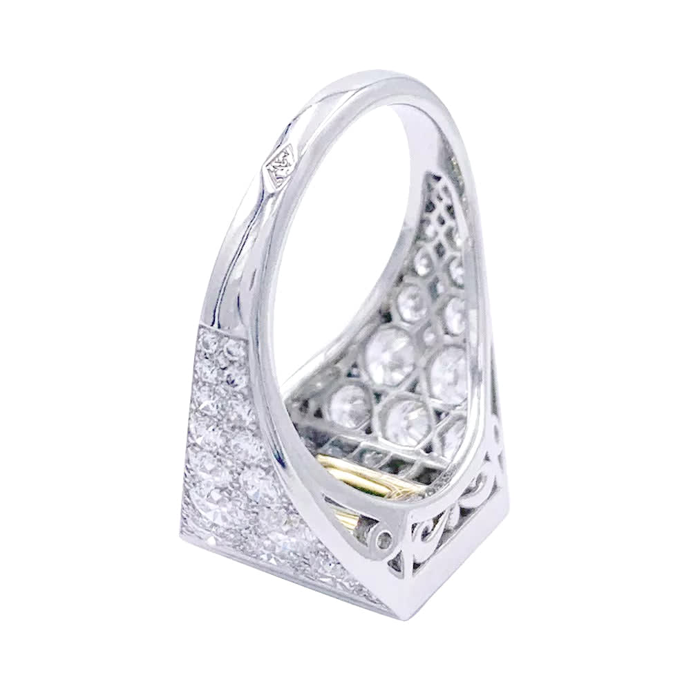 Bague, or blanc, platine, émeraude, diamants. - Image 5