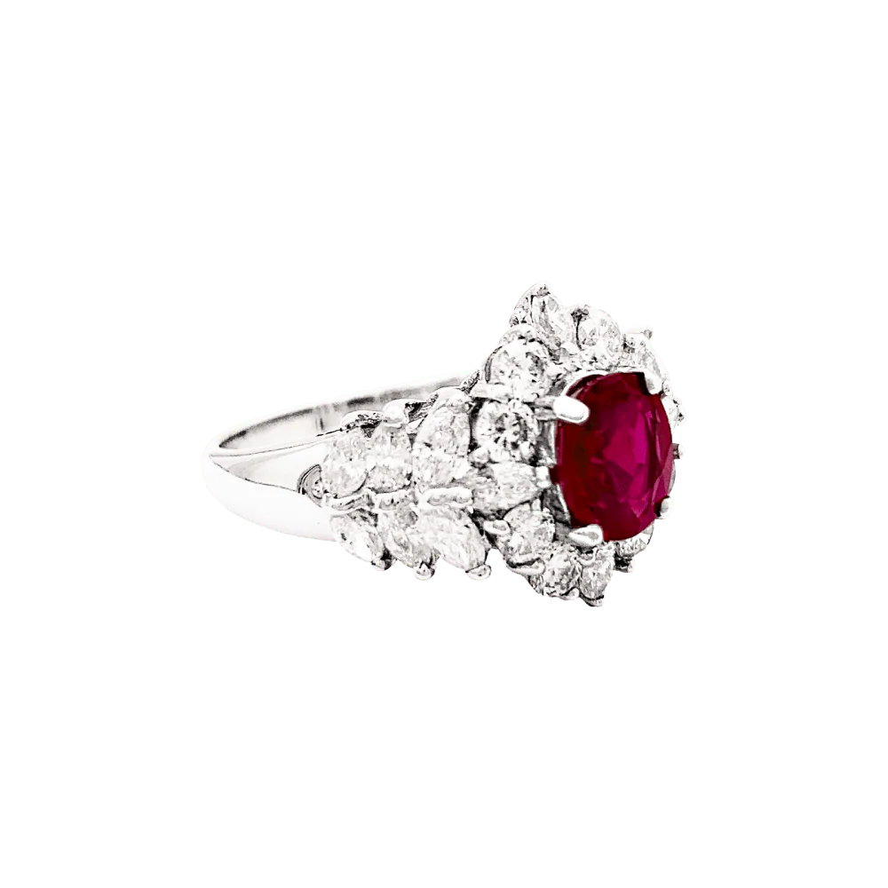 Bague or blanc, rubis et diamants. - Image 4