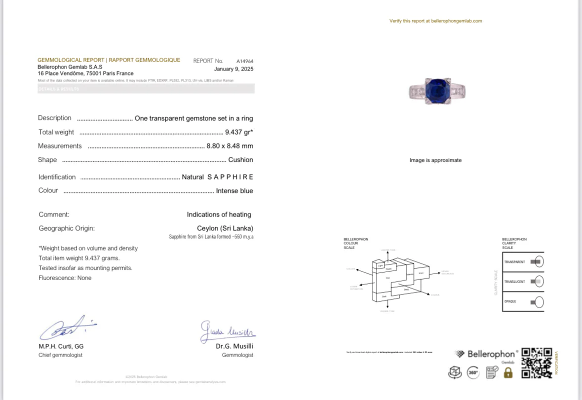 Bague or blanc, saphir, diamants. - Image 7