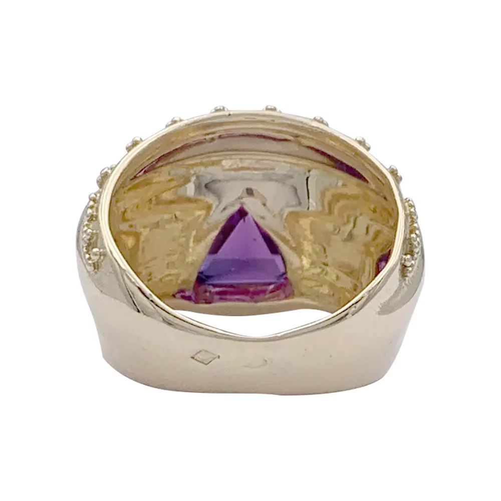Bague or jaune, améthyste. - Image 5