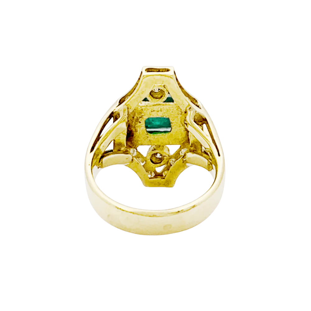 Bague or jaune, émeraude et diamants. - Image 4
