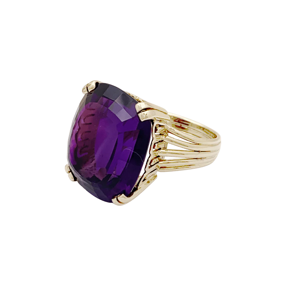 Bague or jaune et améthyste. - Image 2