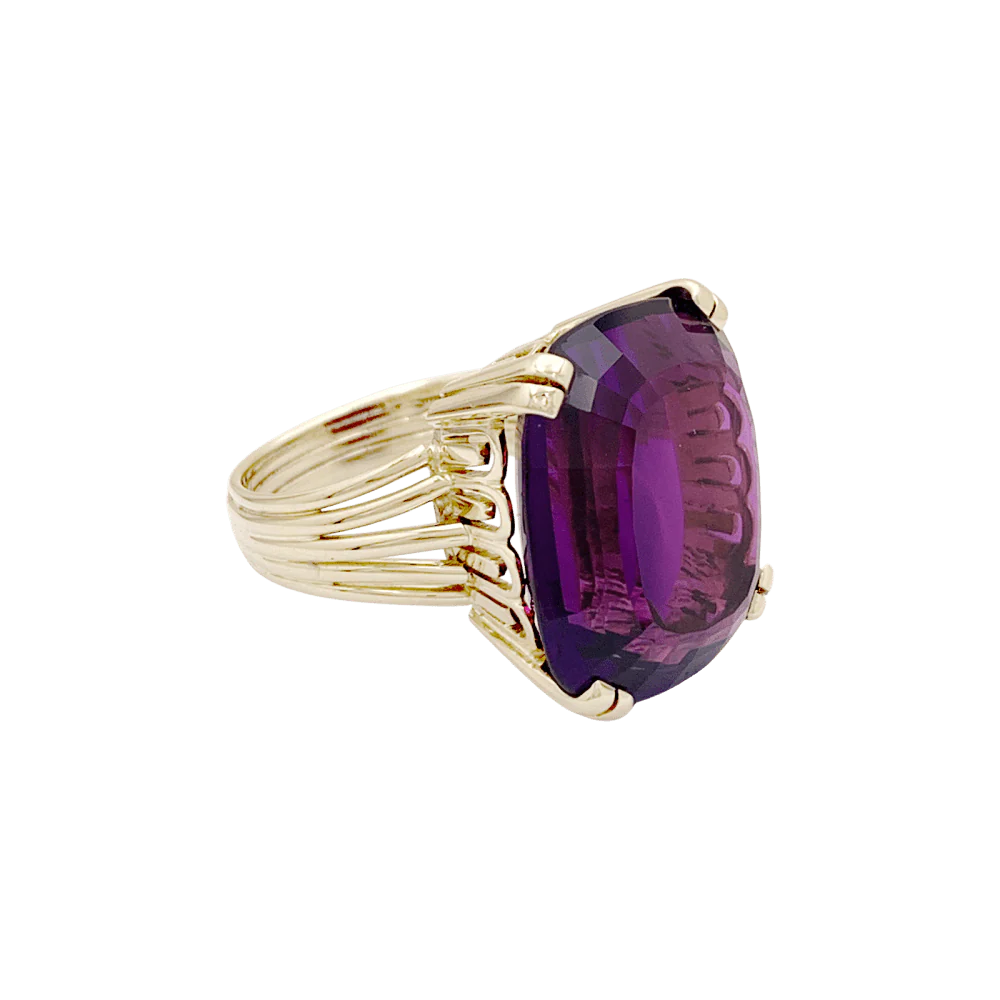 Bague or jaune et améthyste. - Image 3