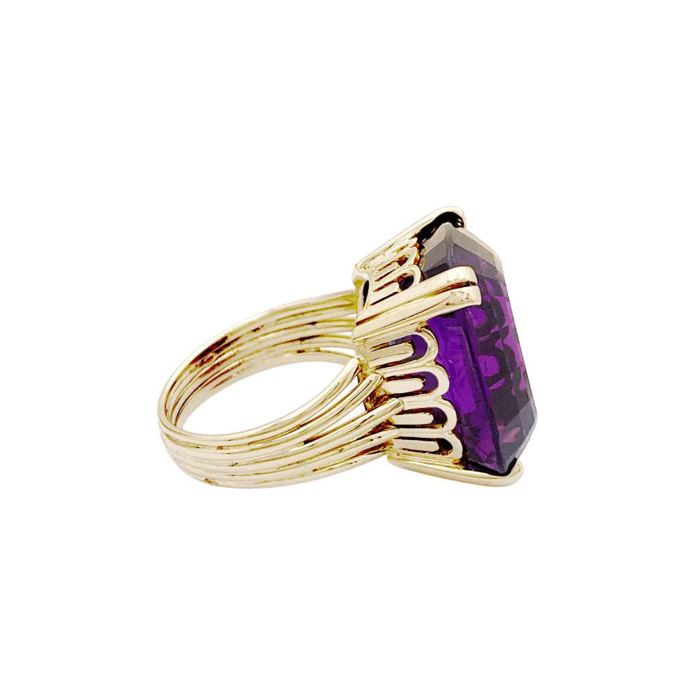 Bague or jaune et améthyste. - Image 4