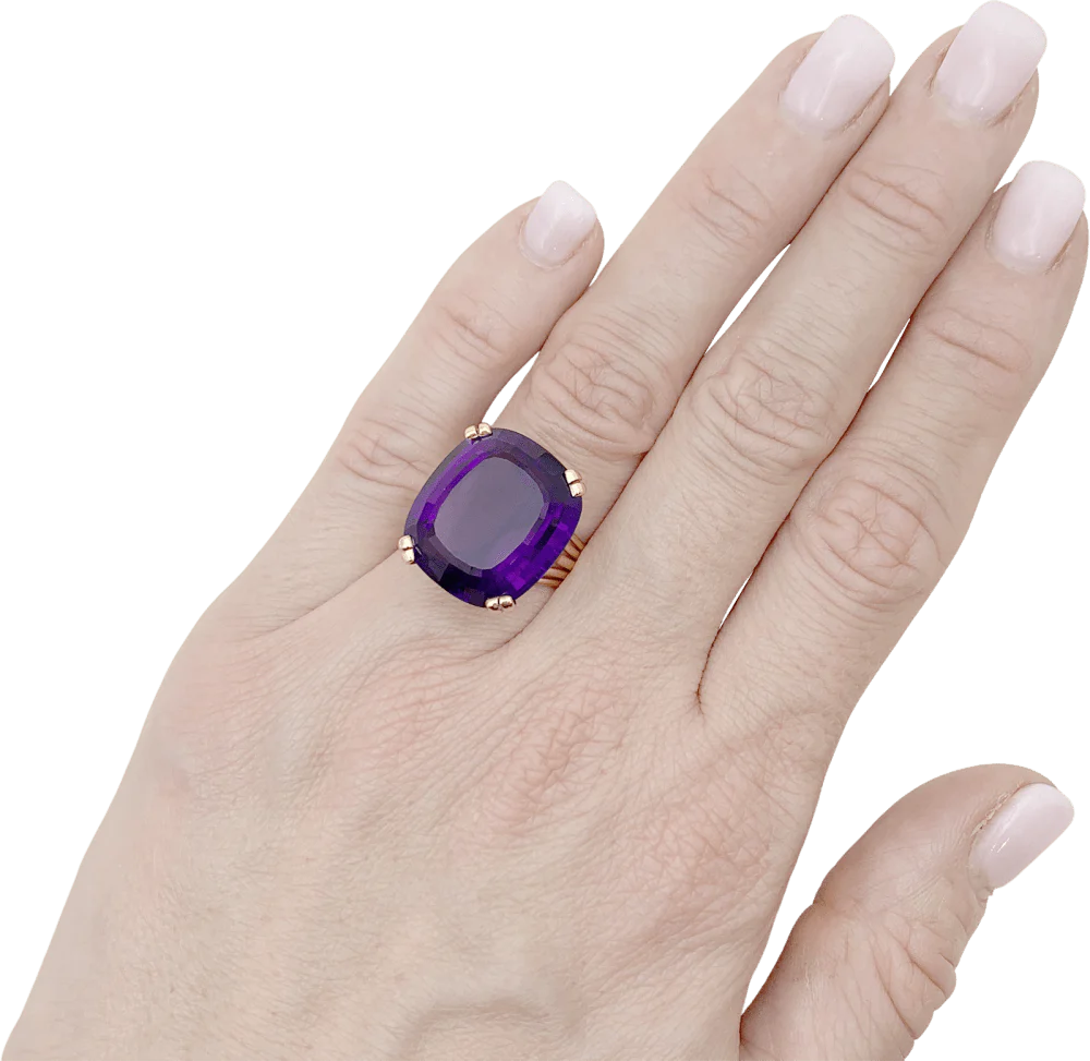 Bague or jaune et améthyste. - Image 7