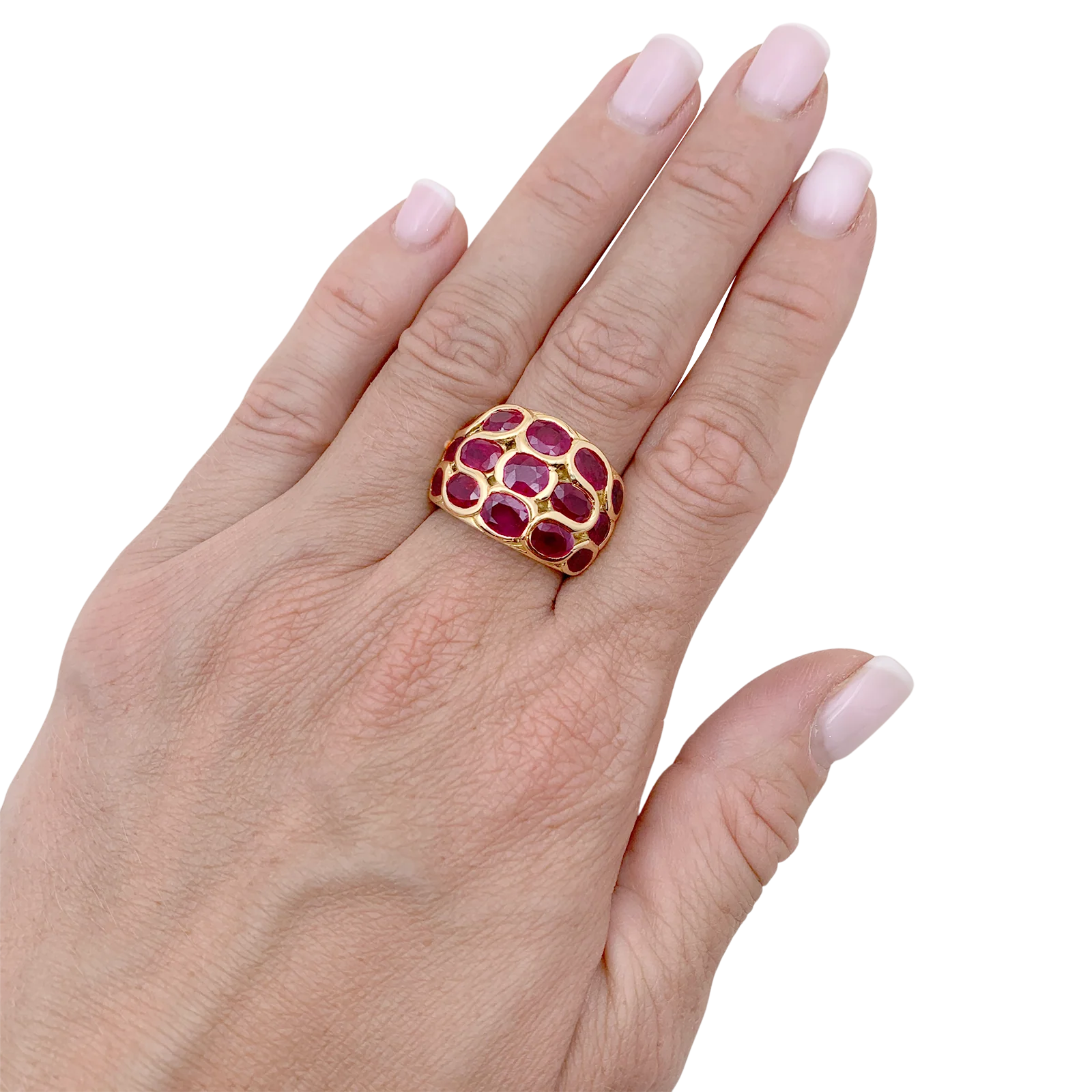 Bague or jaune et rubis. - Image 5