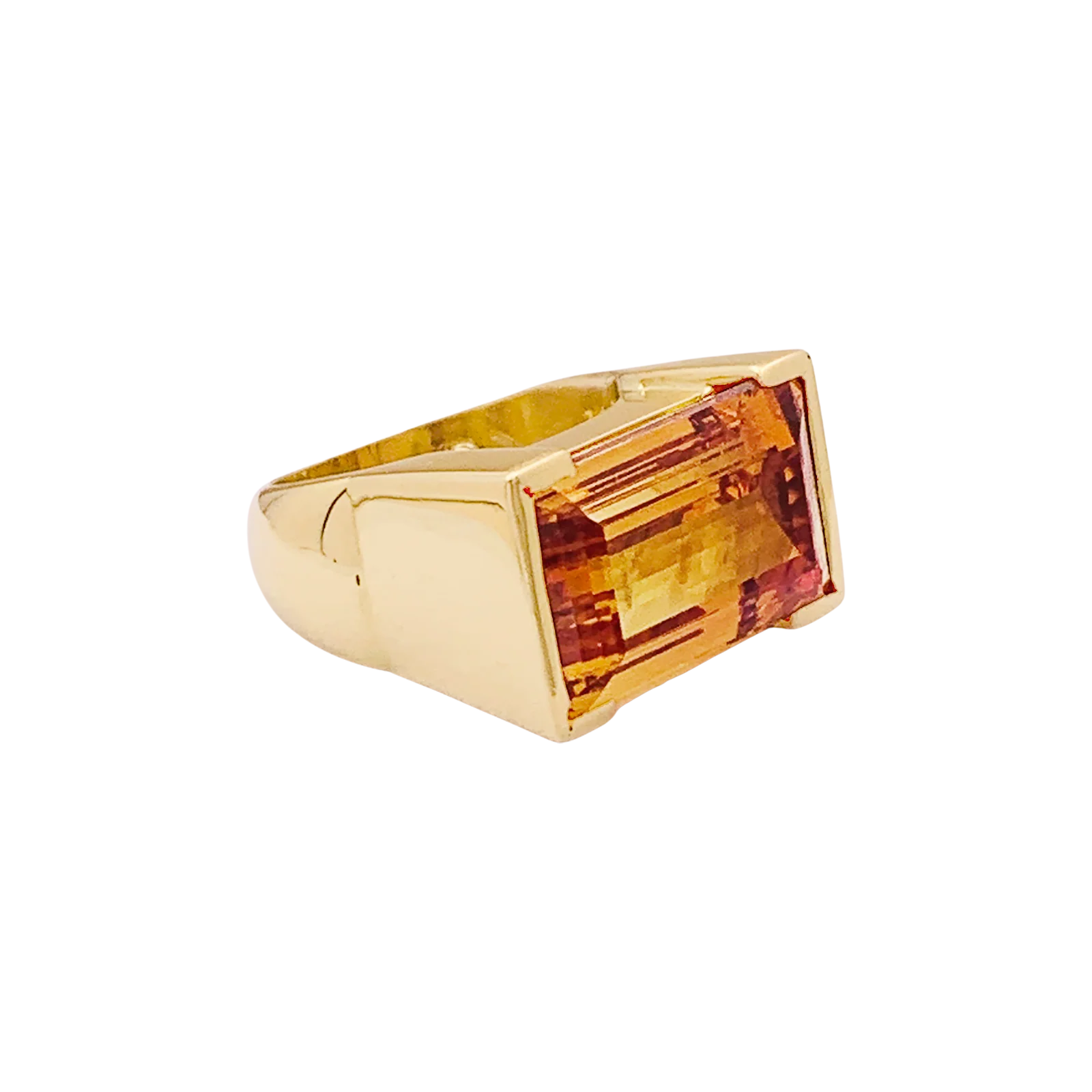 Bague, or jaune et topaze orange. - Image 3
