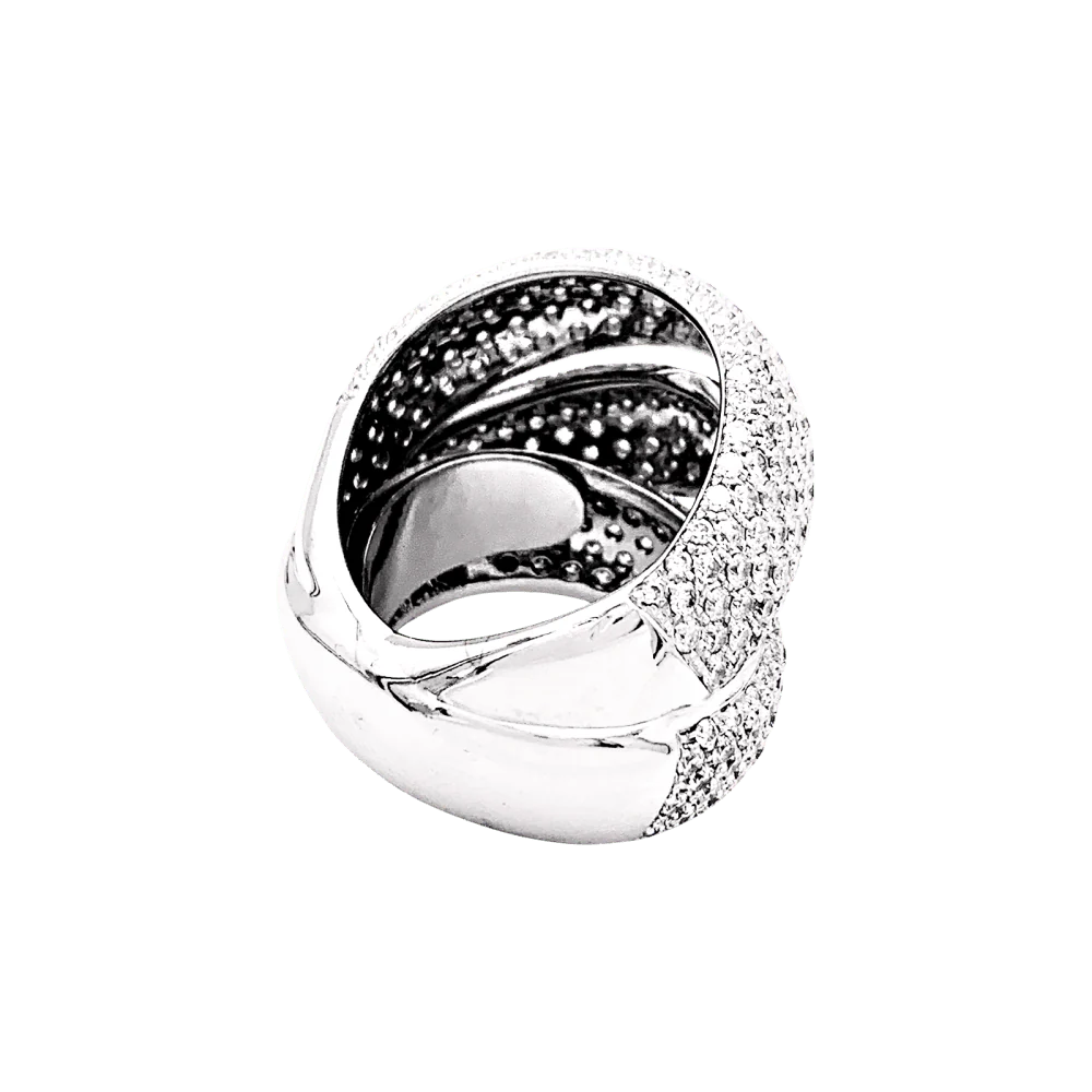 Bague pavage diamants, or blanc. - Image 3
