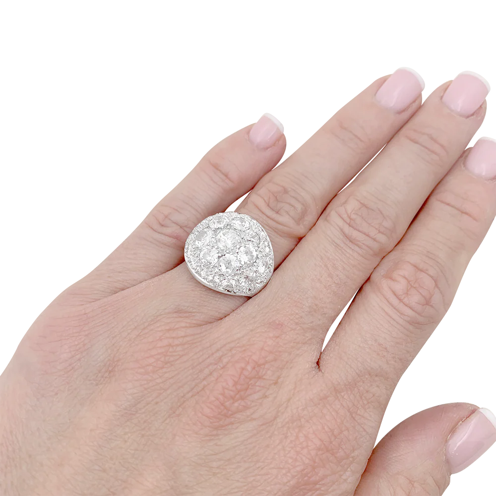 Bague pavage or blanc, diamants. - Image 6