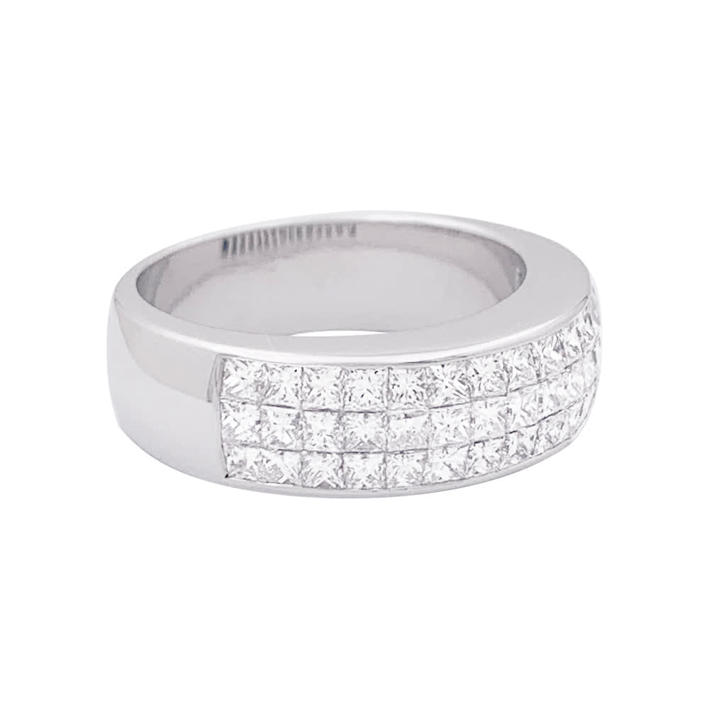 Bague pavage or blanc, diamants princesse. - Image 5
