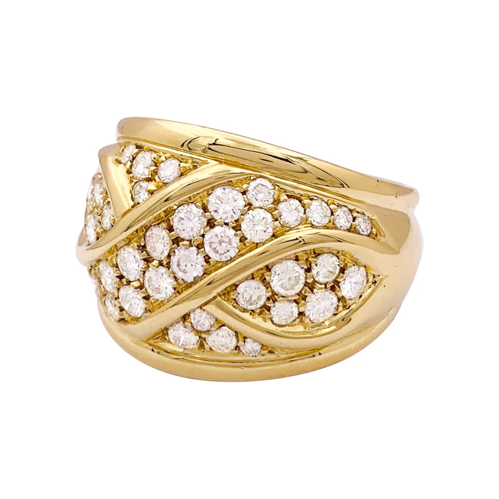 Bague pavage or jaune, diamants. - Image 5