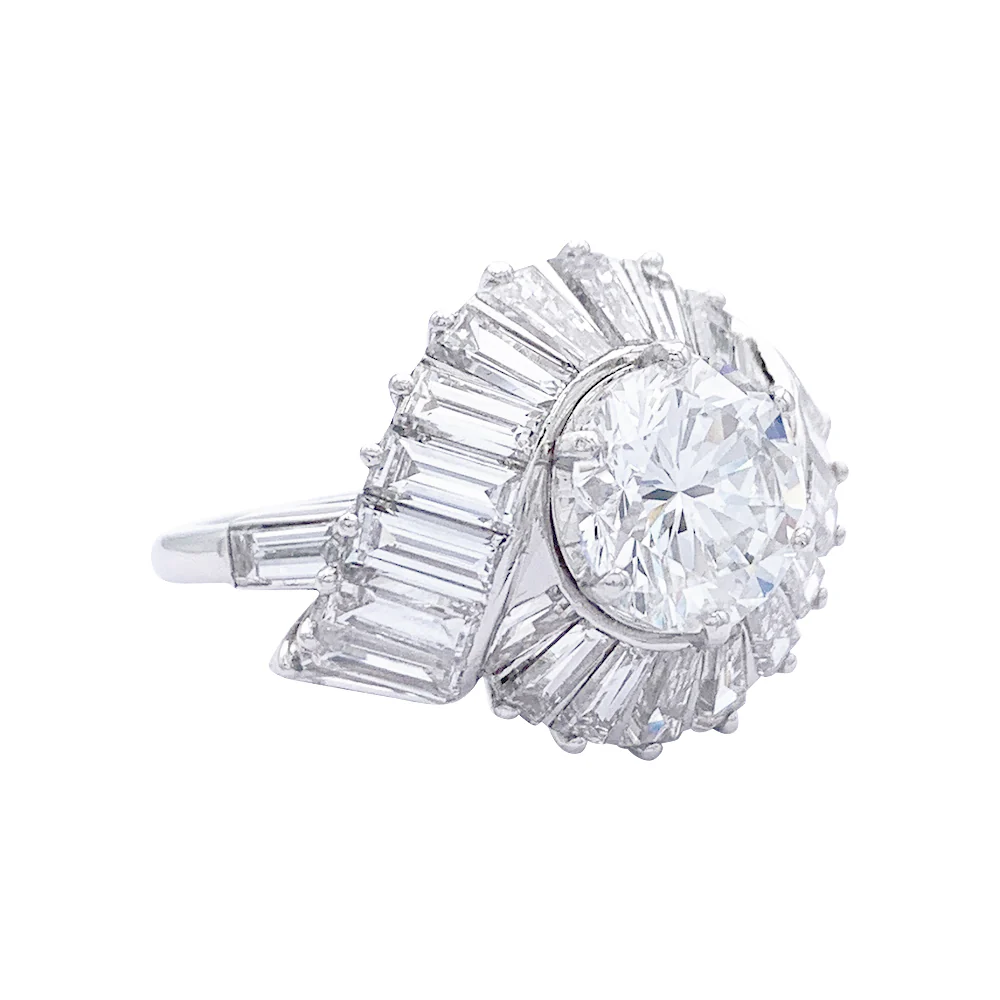 Bague platine diamant 2,51 ct entourage baguette. - Image 6