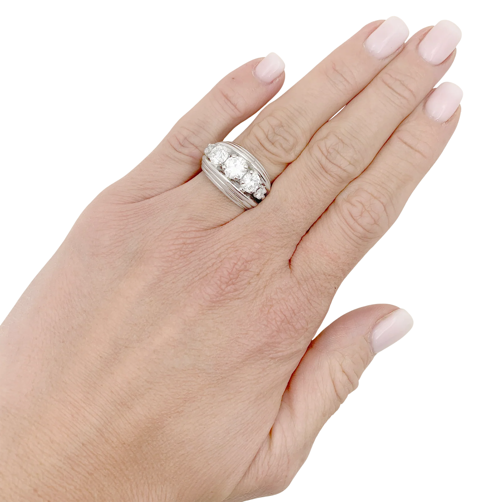 Bague platine, diamants. - Image 5