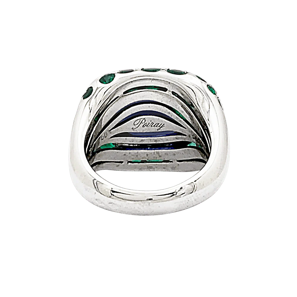Bague Poiray « Cabaret » or blanc, iolite et émeraudes. - Image 4