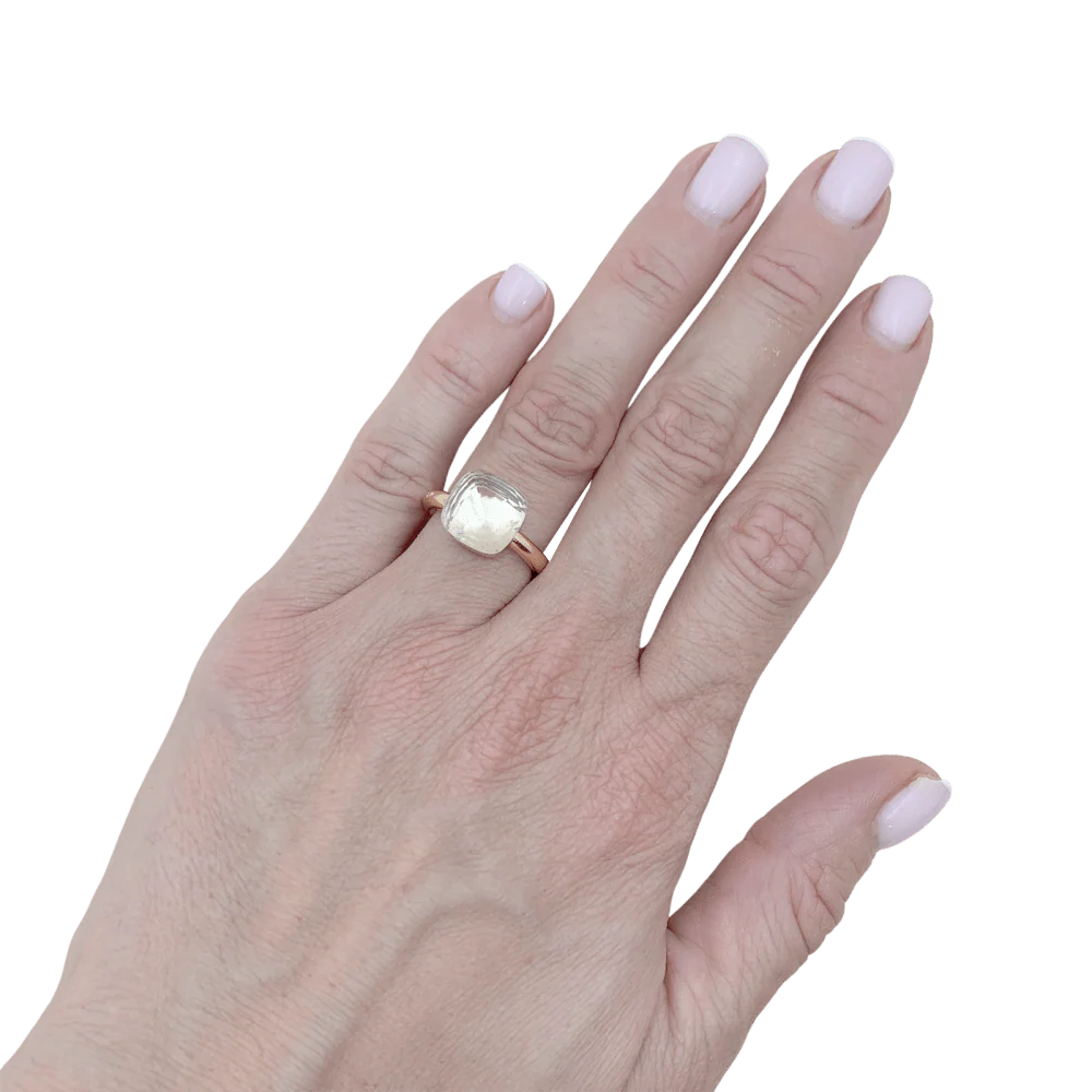 Bague Pomellato, collection "Nudo Classic", or rose et topaze blanche. - Image 5