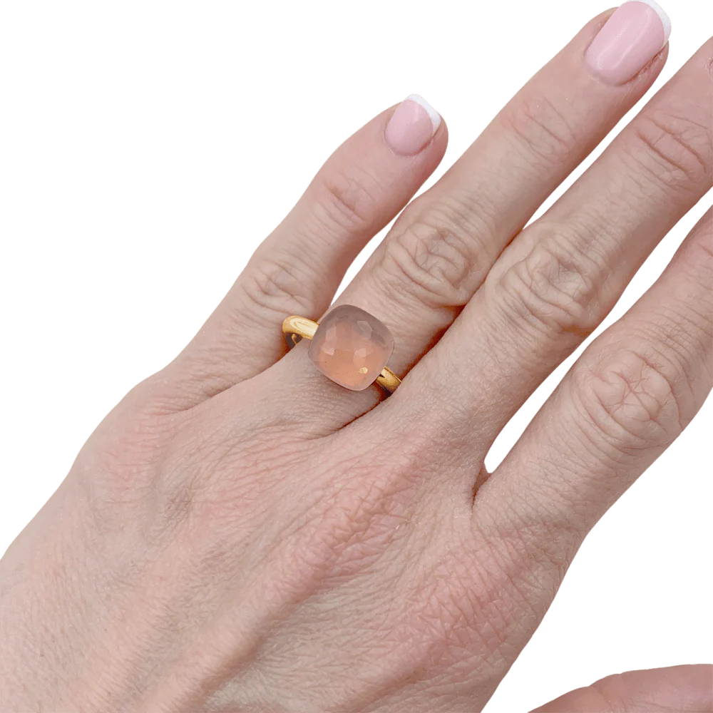 Bague Pomellato, "Nudo Classic", deux ors, quartz rose. - Image 5