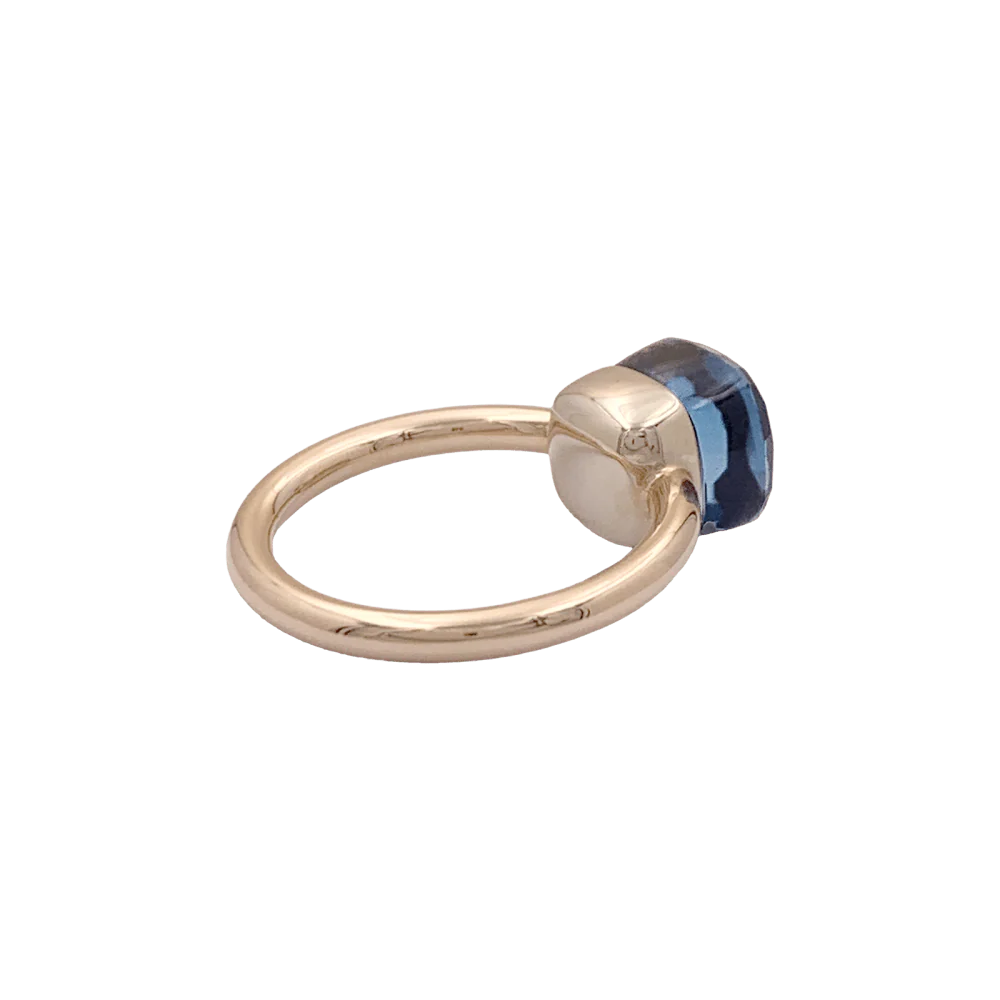 Bague Pomellato, « Nudo Petit», or blanc, or rose, topaze blue London. - Image 4