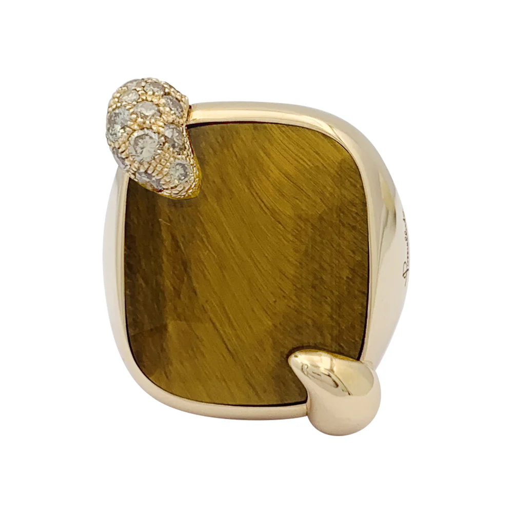 Bague Pomellato "Ritratto" or rose, diamants, oeil de tigre. - Image 2