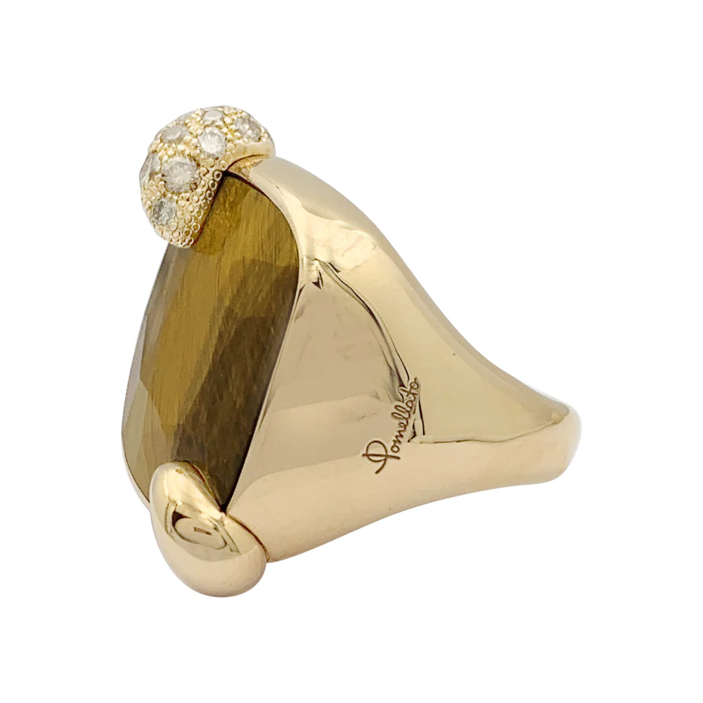 Bague Pomellato "Ritratto" or rose, diamants, oeil de tigre. - Image 3