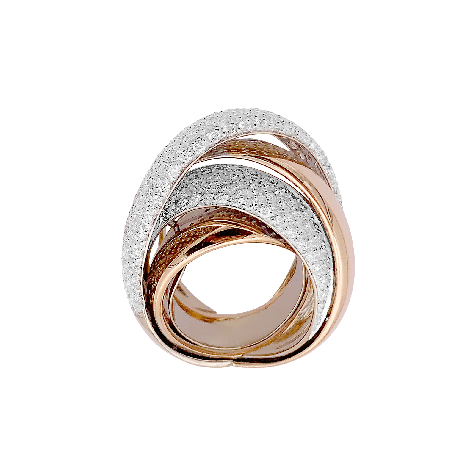 Bague quatre joncs deux ors et diamants. - Image 5