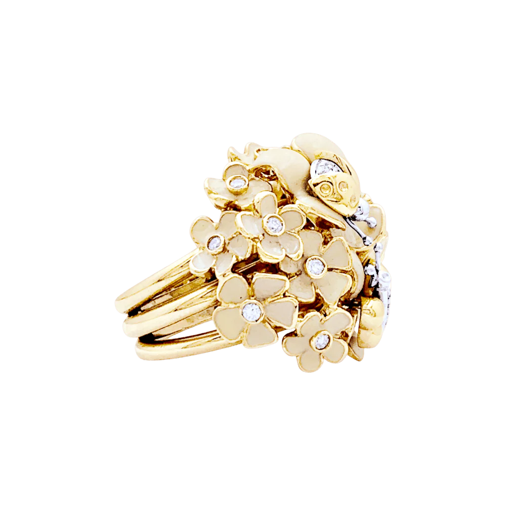Bague Roberto Coin, or rose, émail et diamants. - Image 3