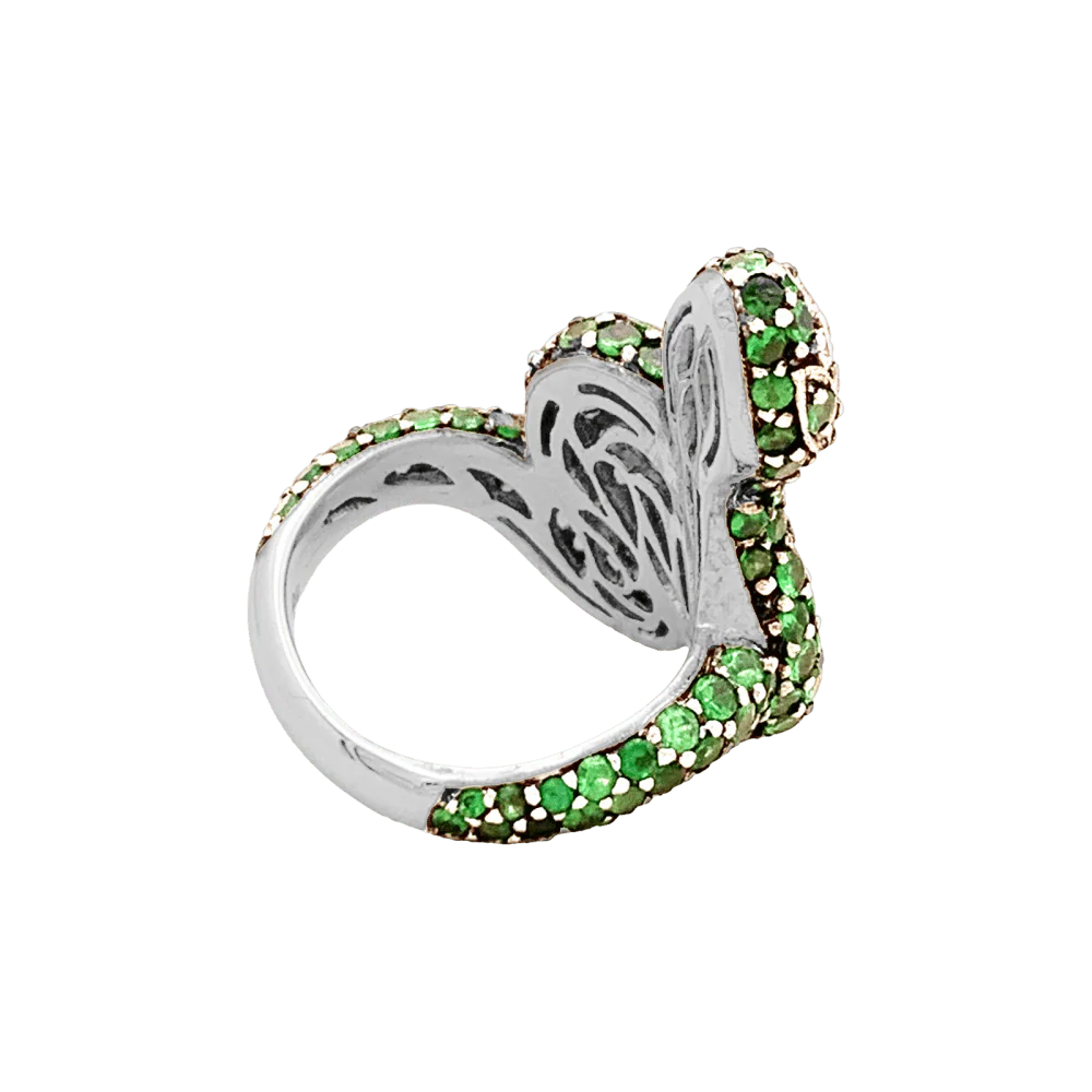 Bague Serpent, or blanc, or noirci, tsavorites et diamants. - Image 5