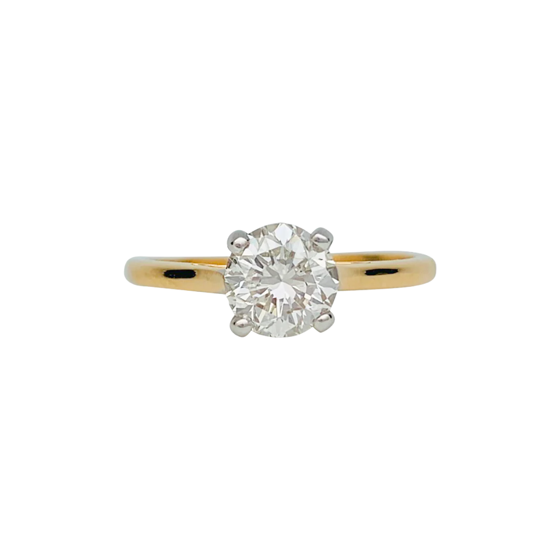 Solitaire diamant 1,03 carats deux ors.