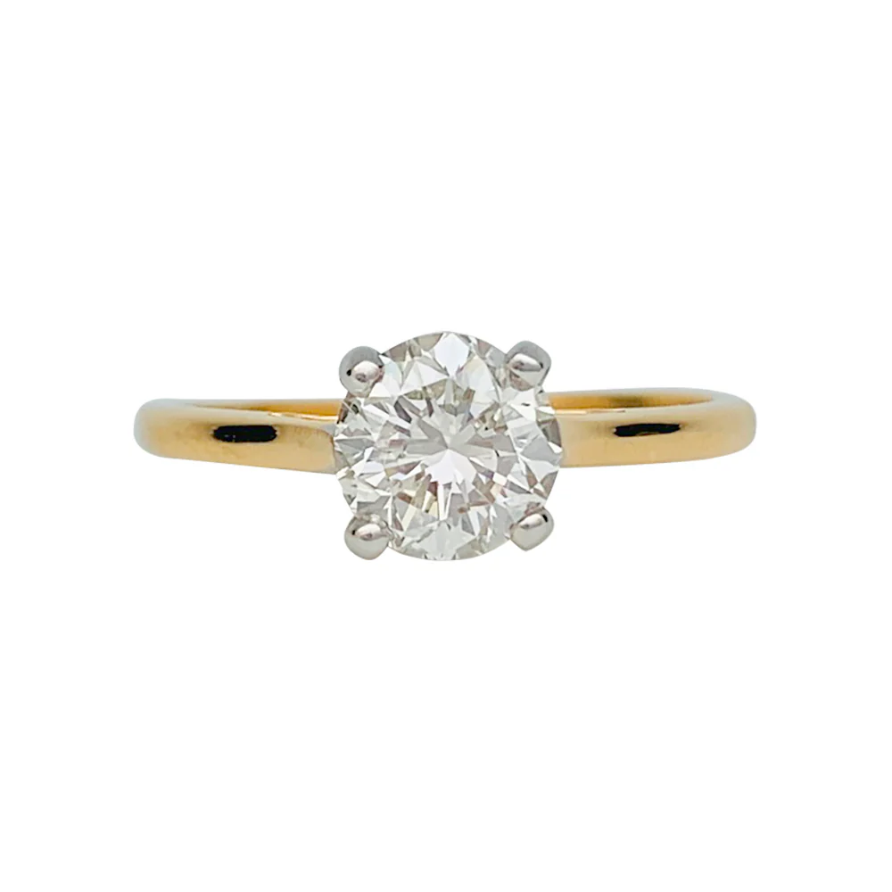Solitaire diamant 1,03 carats deux ors. - Image 2
