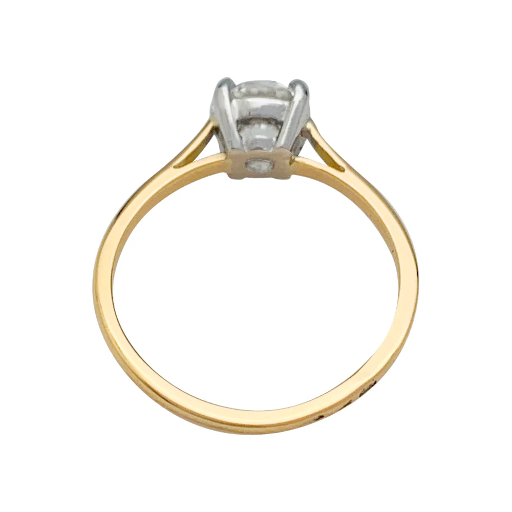 Solitaire diamant 1,03 carats deux ors. - Image 4