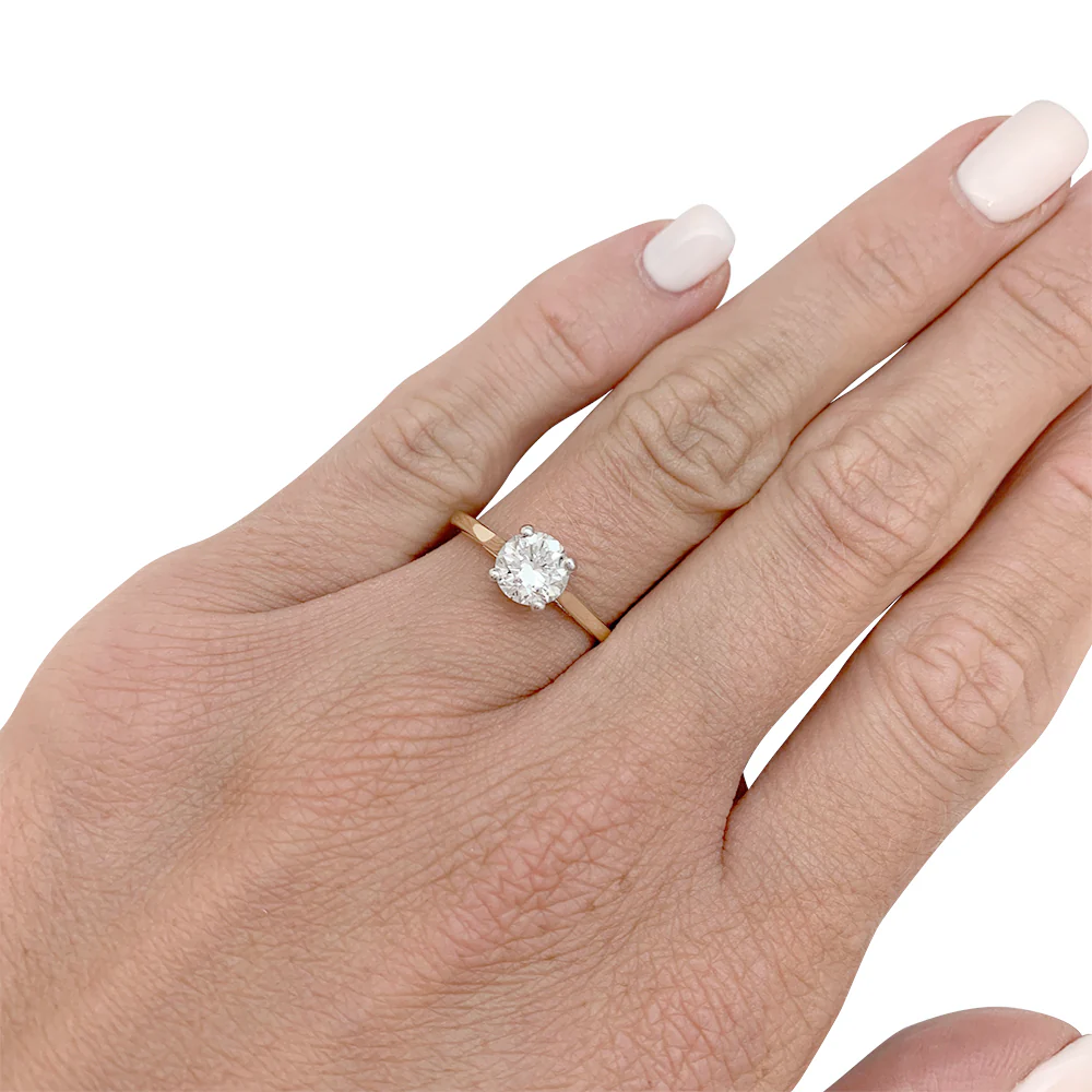 Solitaire diamant 1,03 carats deux ors. - Image 7