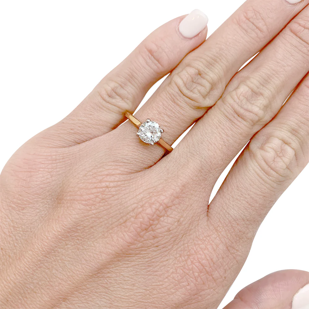 Solitaire diamant 1,03 carats deux ors. - Image 8