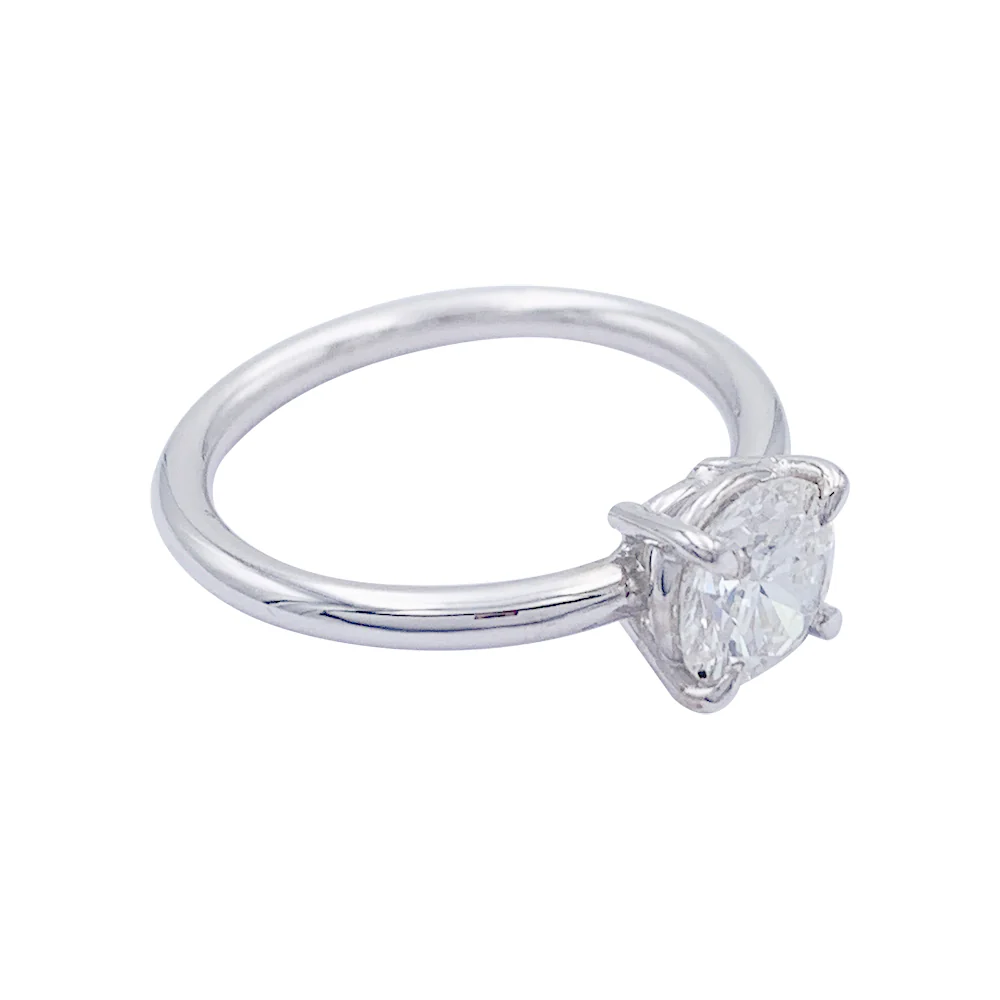 Bague solitaire en or blanc, diamant 1,11 carat. - Image 3