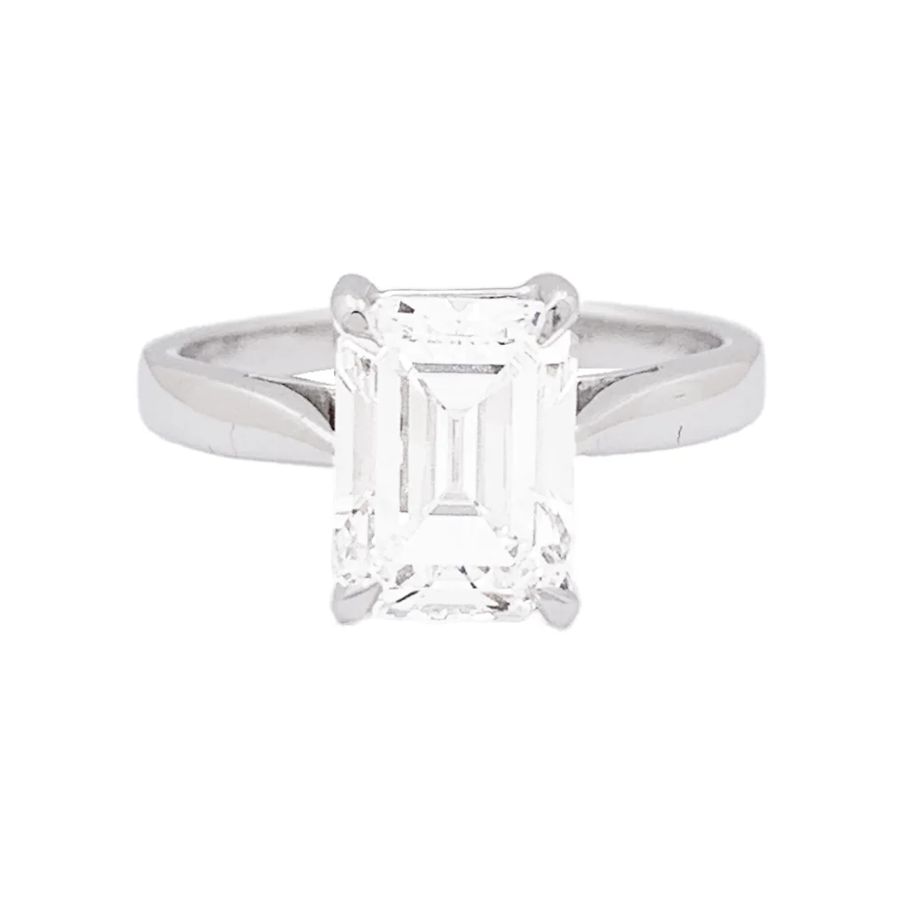 Bague taille émeraude, or blanc. - Image 2