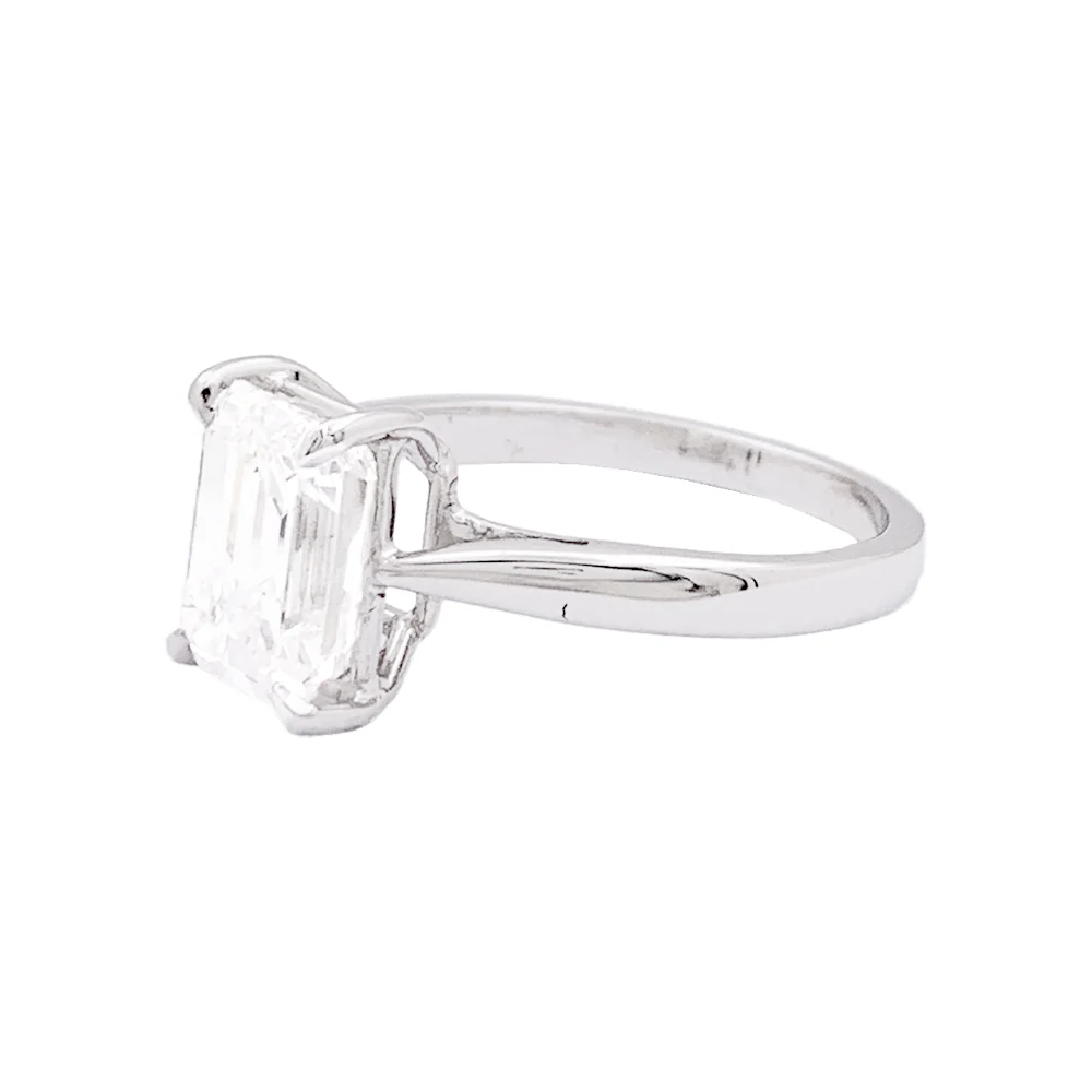 Bague taille émeraude, or blanc. - Image 3