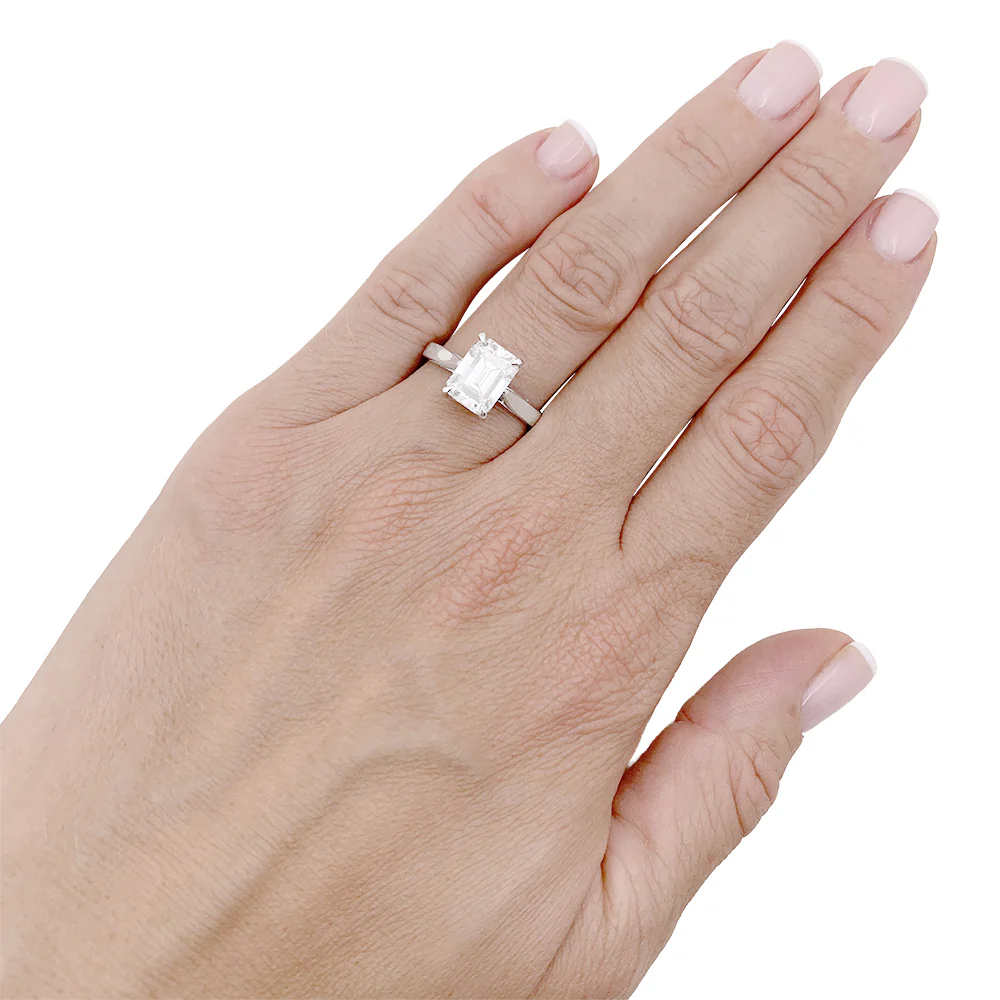 Bague taille émeraude, or blanc. - Image 6