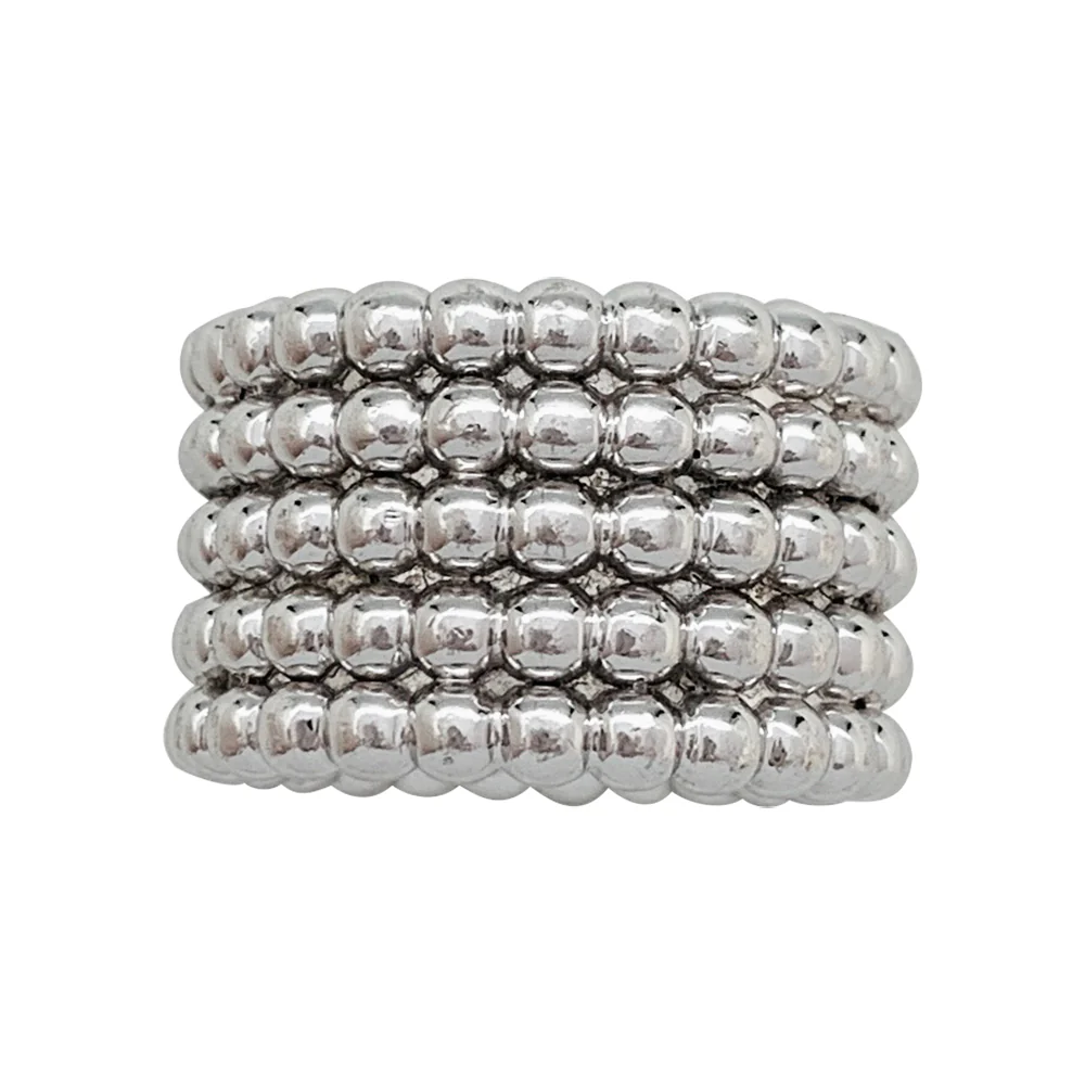 Bague Van Cleef & Arpels en or blanc modèle Perlée, 5 rangs - Image 3