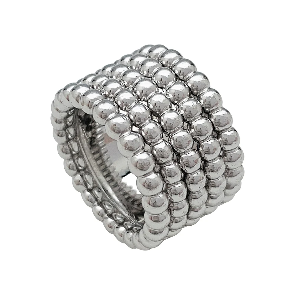 Bague Van Cleef & Arpels en or blanc modèle Perlée, 5 rangs - Image 4
