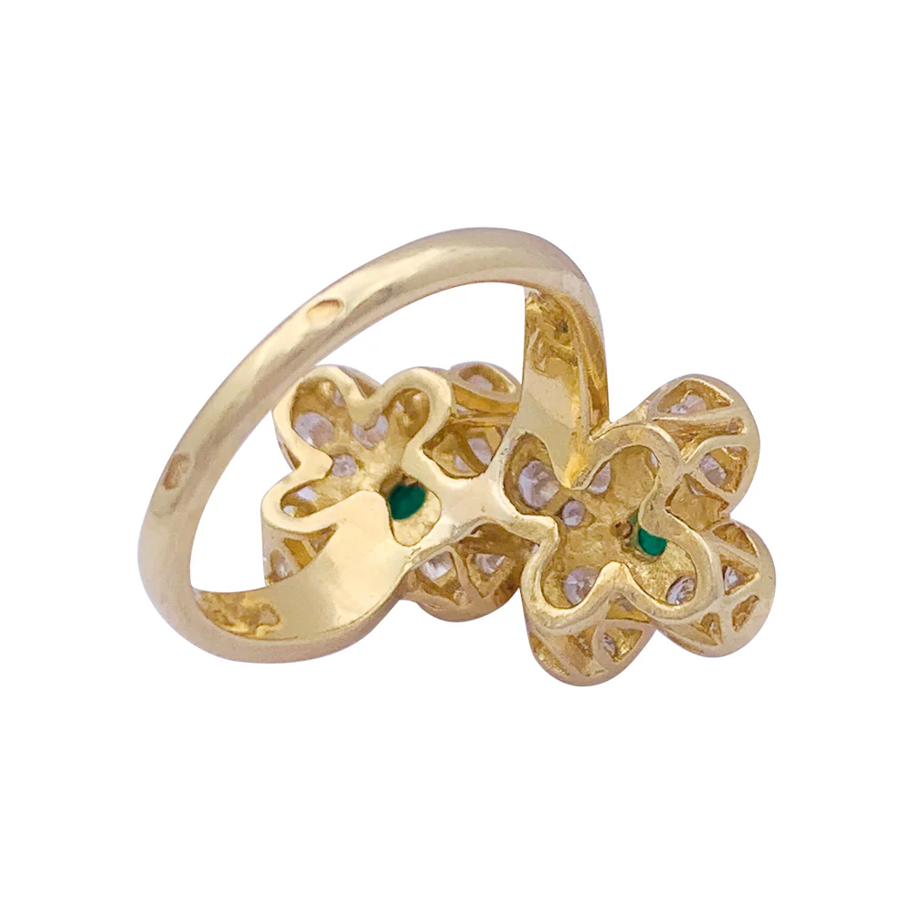 Bague Van Cleef & Arpels, "Fleurette", en or jaune, diamants et émeraudes. - Image 3