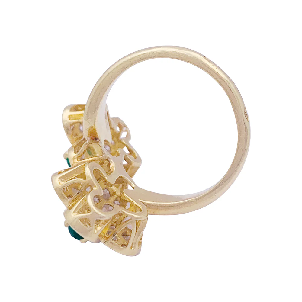 Bague Van Cleef & Arpels, "Fleurette", en or jaune, diamants et émeraudes. - Image 6