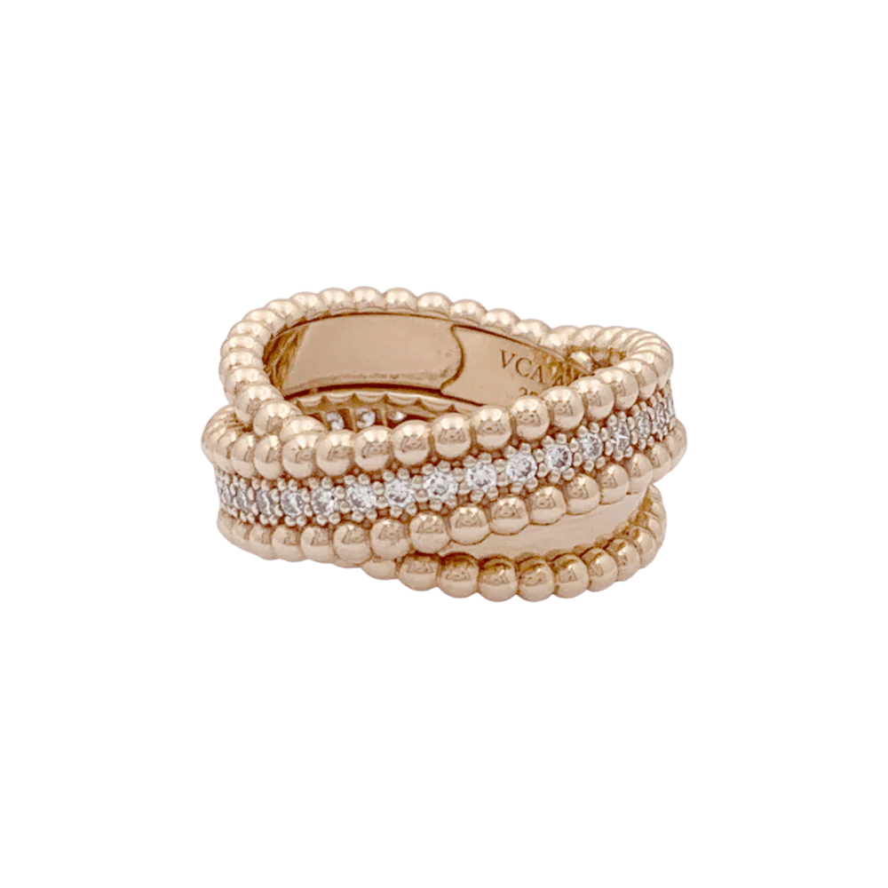 Bague VAN CLEEF ET ARPELS,"Duo Perlée", or rose, diamants. - Image 2