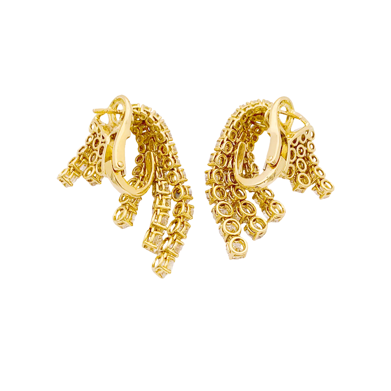 Boucle d'oreilles "Cascade", or jaune, diamants. - Image 3