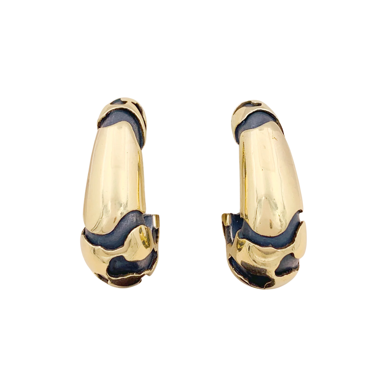Boucles d'oreilles, bronze et or jaune.