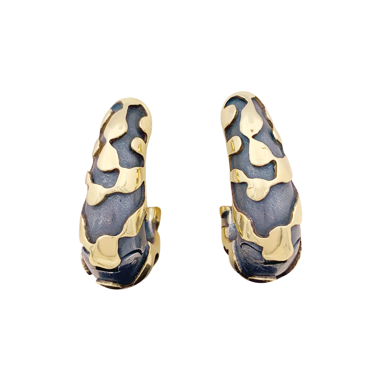 Boucles d'oreilles, bronze et or jaune. - Image 2