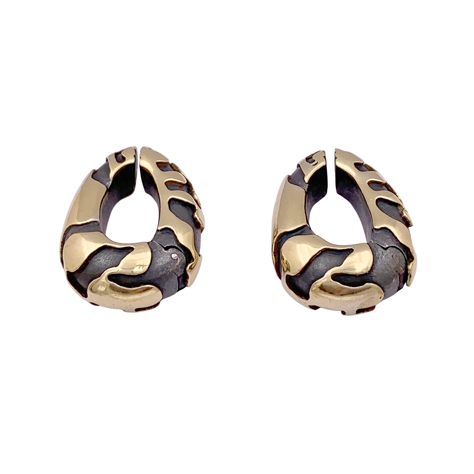 Boucles d'oreilles, bronze et or jaune. - Image 3