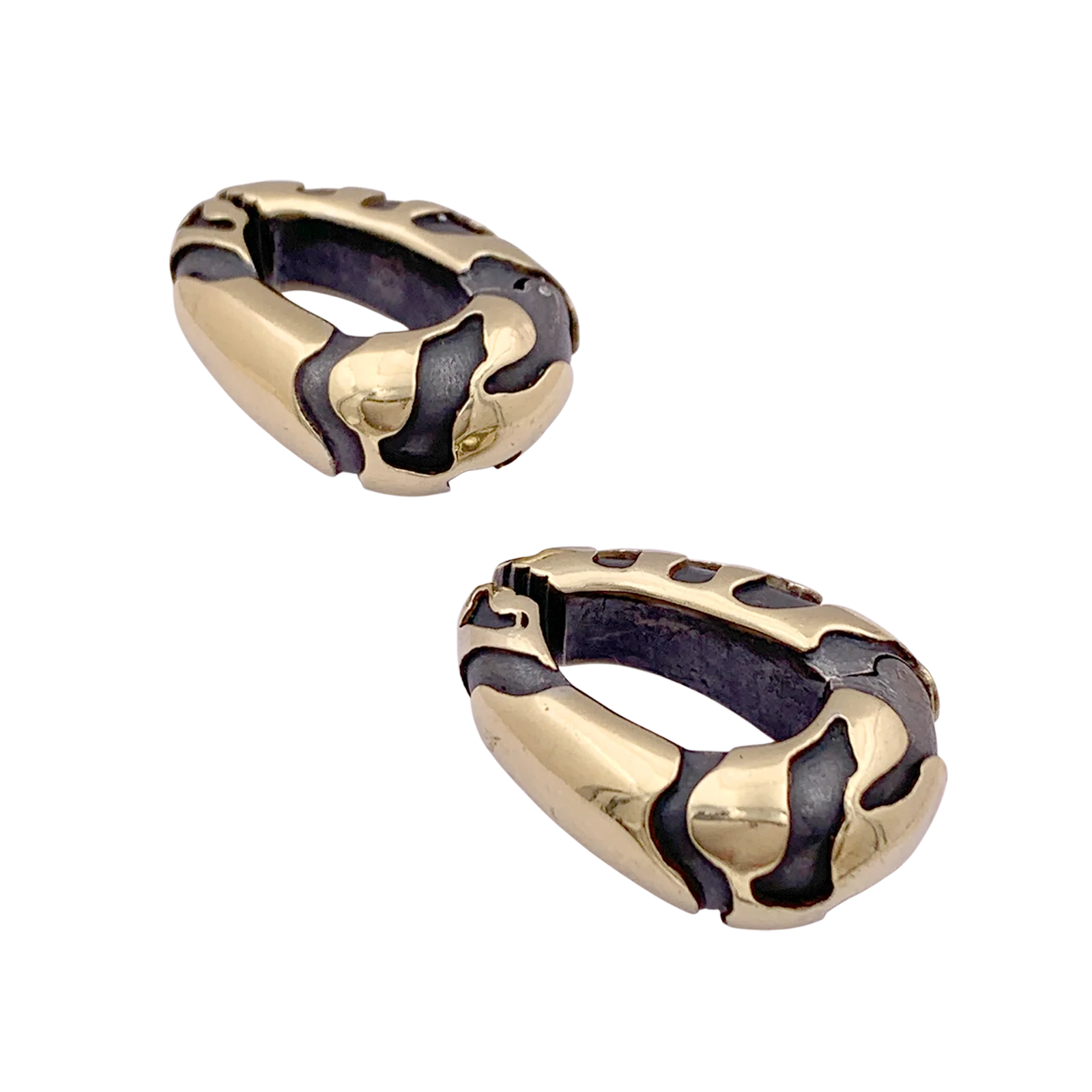 Boucles d'oreilles, bronze et or jaune. - Image 4
