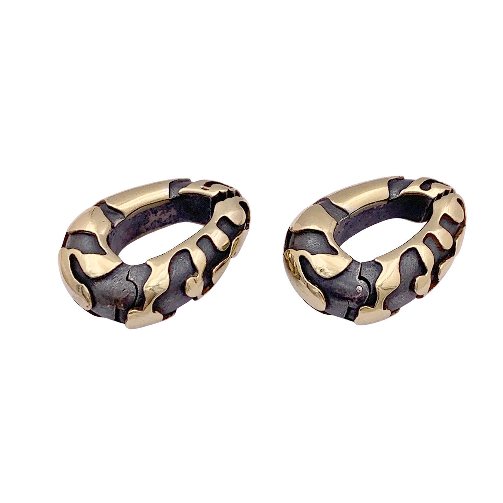 Boucles d'oreilles, bronze et or jaune. - Image 5