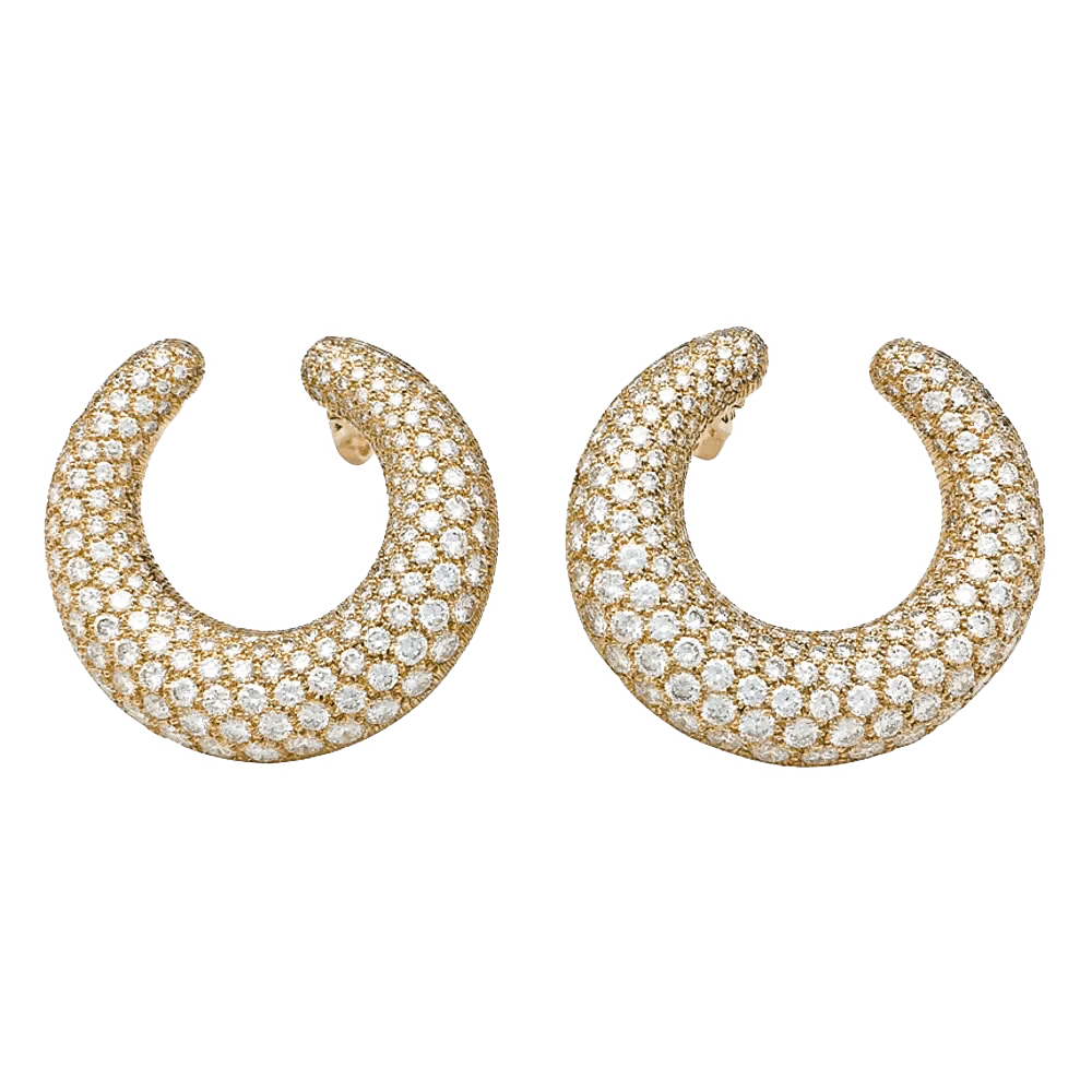 Boucles d'oreilles Cartier en or jaune, diamants.