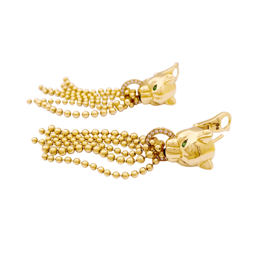 Boucles d'oreilles CARTIER, "Panthère de Cartier", or jaune, diamants, tsavorites et onyx. - Image 3