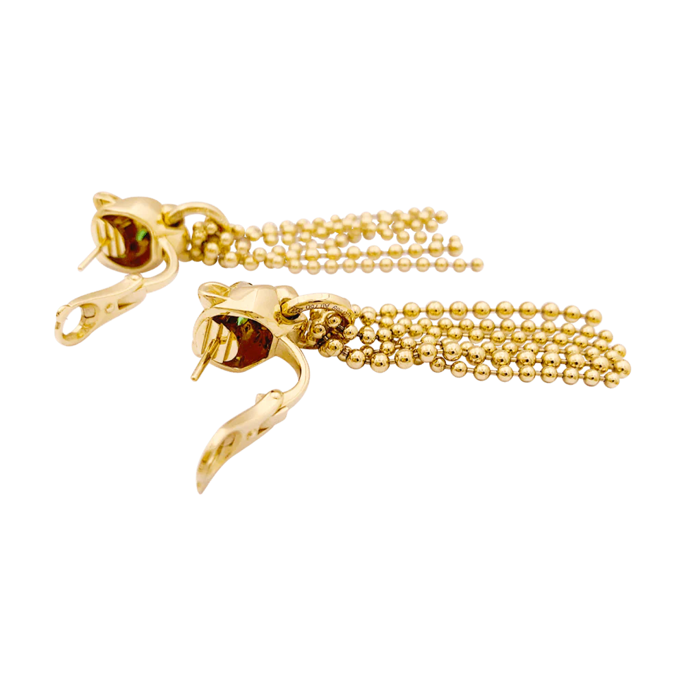 Boucles d'oreilles CARTIER, "Panthère de Cartier", or jaune, diamants, tsavorites et onyx. - Image 4
